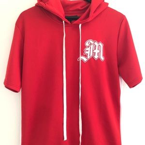 Mens Short Sleeve Hoodie T Shirt